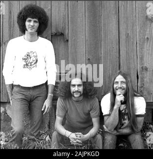 GRAND FUNK RAILROAD Promotional photo of American rock group about 1970 from left: Don Brewer, Mel Schacher, Mark Farmer Stock Photo