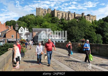 Durham Castle and Framwellgate Bridge, Durham, County Durham, England, UK, Europe Stock Photo