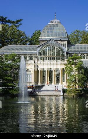 The Crystal Palace glass house in Madrid, Spain Stock Photo