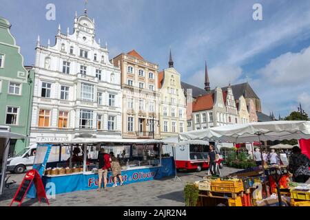 Germany Rostock market on Main Square Stock Photo