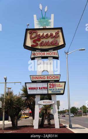 Motel, Retro Sign, Route 66, Central Avenue, Albuquerque, New Mexico, USA Stock Photo