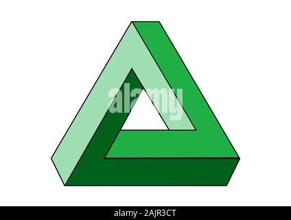 Optical illusion. Penrose impossible triangle. This illusion uses overlapping parallel lines drawn in different perspectives Stock Photo
