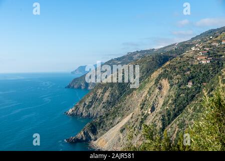 Trekking day from Riomaggiore to Campiglia, Cinque Terre National Park, Unesco Site, Liguria, Italy Stock Photo