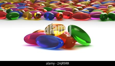 Stack of pills on white background Stock Photo