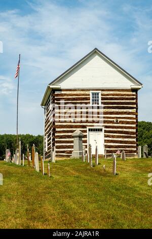 Old Log Church, 343 Cemetery Road, Schellsburg, PA Stock Photo