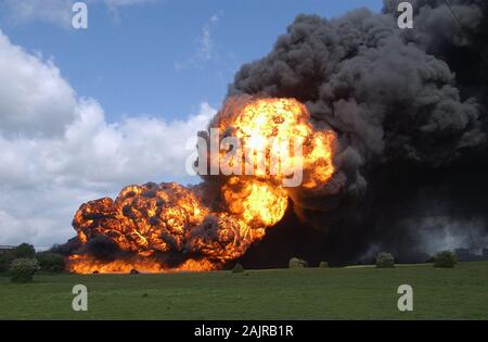 destruction from Thermobaric weapon, vacuum bomb, Ukraine Stock Photo