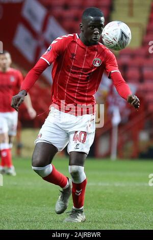 LONDON, ENGLAND - JANUARY 5TH Brendan Wiredu of Charlton Athletic in action during the FA Cup match between Charlton Athletic and West Bromwich Albion at The Valley, London on Sunday 5th January 2020. (Credit: Jacques Feeney | MI News) Photograph may only be used for newspaper and/or magazine editorial purposes, license required for commercial use Credit: MI News & Sport /Alamy Live News Stock Photo