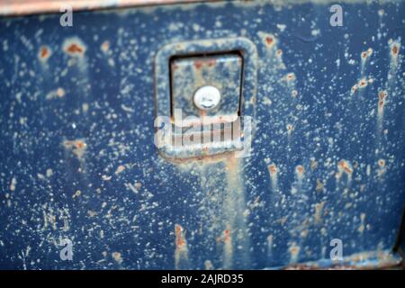Old Rusty Blue Tool Box Stock Photo