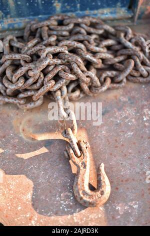 Rusted Chain with Hook Stock Photo