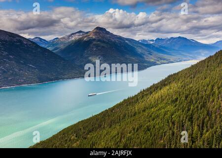 Lynn Canal, Alaska. Aerial view of the fjord and waterway. Stock Photo