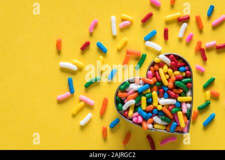 Candy Sprinkles in a Heart Shape Stock Photo