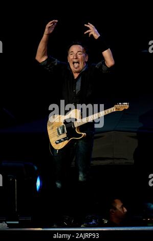 Milan Italy, 07 June 2012,  live concert of Bruce Springsteen & The E-Street Band at the San Siro Stadium: The singer Bruce Springsteen during the concert Stock Photo