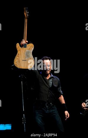 Milan Italy, 07 June 2012,  live concert of Bruce Springsteen & The E-Street Band at the San Siro Stadium: The singer Bruce Springsteen during the concert Stock Photo