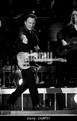 Milan Italy, 07 June 2012,  live concert of Bruce Springsteen & The E-Street Band at the San Siro Stadium: The singer Bruce Springsteen during the concert Stock Photo