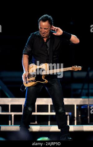 Milan Italy, 07 June 2012,  live concert of Bruce Springsteen & The E-Street Band at the San Siro Stadium: The singer Bruce Springsteen during the concert Stock Photo