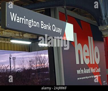 Avanti West Coast, WCML, West Coast Mainline - rebrand for FirstGroup TrenItalia, replacing Virgin Trains Dec2019, at Warrington Station Stock Photo