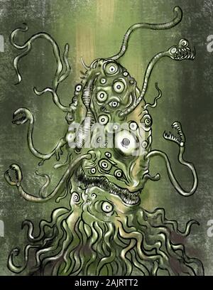 Yog-Sothoth  Yog-Sothoth knows the gate. Yog-Sothoth is the gate. Yog-Sothoth is the key and guardian of the gate. Past, present, future, all are one Stock Photo