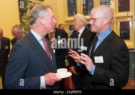 The Prince of Wales and the Duchess of Cornwall attending the launch of 'chefs adopt a school' programme at St George's primary school in Mayfair. Stock Photo