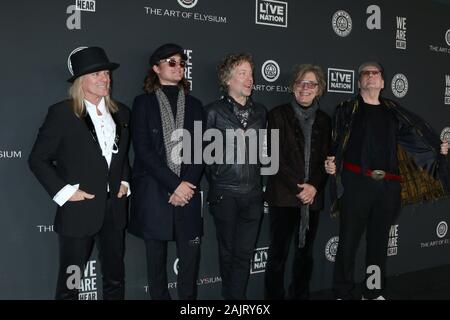 January 4, 2020, Los Angeles, CA, USA: LOS ANGELES - JAN 4:  Robin Zander, Robin Zander Jr., Tom Petersson, Daxx Nielsen and Rick Nielsen - Cheap Trick at the Art of Elysium Gala - Arrivals at the Hollywood Palladium on January 4, 2020 in Los Angeles, CA (Credit Image: © Kay Blake/ZUMA Wire) Stock Photo
