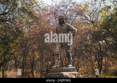 Victoria Falls, Zimbabwe - August 2 2019: David Livingstone Memorial Statue in Victoria Falls National Park, Zimbabwe, Africa Stock Photo