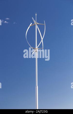 Vertical wind turbine at Porth Eirias, Colwyn Bay, North Wales Stock Photo