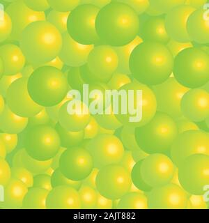 Yellow Green Balls Seamless Pattern on Green Background Stock Vector