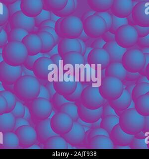 Blue Purple Balls Seamless Pattern on Purple Background Stock Vector
