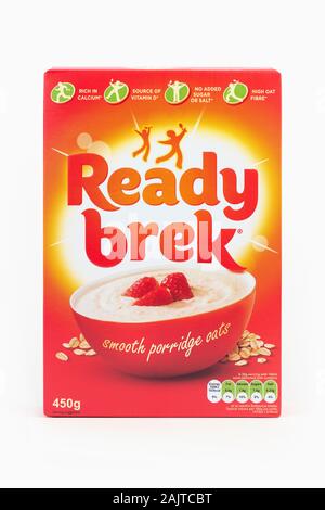A box of Ready Brek cereal shot on a white background. Stock Photo