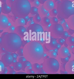 Pink Blue Balls Seamless Pattern on Pink Background Stock Vector