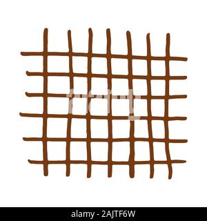 Handdrawn brown grid. Vector illustration. Stroke ink and marker. Stock Vector