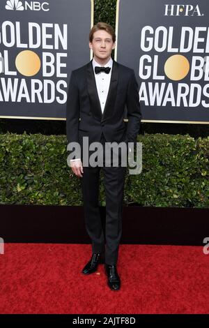 Los Angeles, California, USA. 05th Jan, 2020. Joe Alwyn  arrives at the 77th Golden Globe Awards held at The Beverly Hilton Hotel on January 5, 2020 in Beverly Hills, CA. (Photo by Sthanlee B. Mirador/Sipa USA) Credit: Sipa USA/Alamy Live News Stock Photo