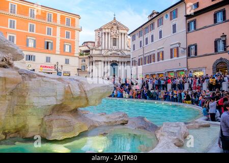 Fontana di Trevi, Trevi Fountain, tourists, crowd, crowded, overtourism, mass tourism, Trevi District, Rome, Italy Stock Photo