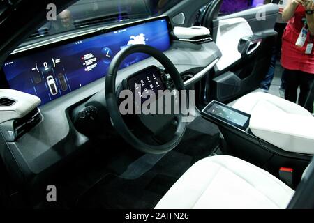 Las Vegas, United States. 05th Jan, 2020. An interior view of the 48' digial dashboard of the new production model of the M-Byte electric smart car by BYTON unveiled during the 2020 International CES, at the Mandalay Bay Convention Center in Las Vegas, Nevada on Sunday, January 5, 2020. Photo by James Atoa/UPI Credit: UPI/Alamy Live News Stock Photo