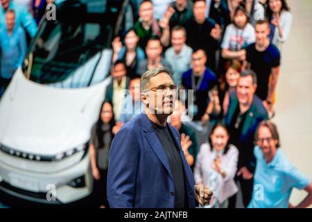 Las Vegas, USA. 05th Jan, 2020. Daniel Kirchert, head of the electric car manufacturer Byton, speaks at the technology trade fair CES. Byton has now received 60 000 reservations for his first model. Credit: Andrej Sokolow/dpa/Alamy Live News Stock Photo