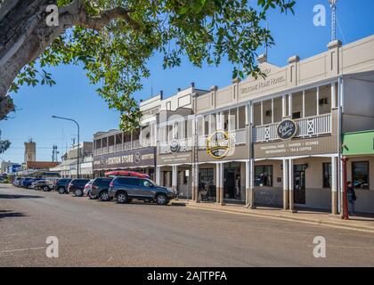 view of Eagle Street in the Central West Queensland country town of Longreach, Australia Stock Photo