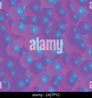 Pink Blue Balls Seamless Pattern on Pink Background Stock Vector