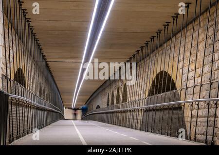 View of the footpath on the Adolphe Bridge in Luxembourg Stock Photo