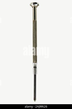 small screwdriver on a white background close-up. Stock Photo