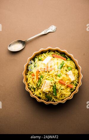 Vegetarian paneer biryani Or Panir Pulav, popular indian food Stock Photo