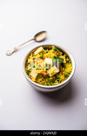 Vegetarian paneer biryani Or Panir Pulav, popular indian food Stock Photo