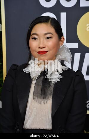 Los Angeles, California, USA. 05th Jan, 2020. Awkwafina arriving at the 2020 Golden Globe Awards at the Beverly Hilton Hotel. Picture: Paul Smith/Featureflash Credit: Paul Smith/Alamy Live News Stock Photo