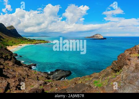 picture of a view from Makapu'u Lookout on Oahu, Hawaii Stock Photo