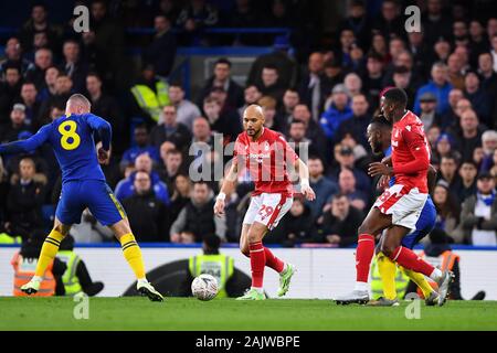 LONDON, ENGLAND - JANUARY 5TH. Yohan Benalouane (29) of Nottingham Forest during the FA Cup match between Chelsea and Nottingham Forest at Stamford Bridge, London on Sunday 5th January 2020. (Credit: Jon Hobley | MI News) Photograph may only be used for newspaper and/or magazine editorial purposes, license required for commercial use Credit: MI News & Sport /Alamy Live News Stock Photo