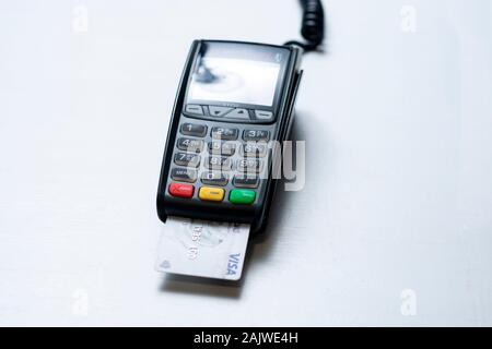 Contactless card reader on white background Stock Photo