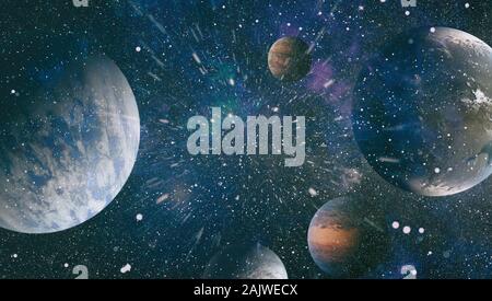 Collage on space, science and education items. High quality space background. Elements of this image furnished by NASA. Stock Photo