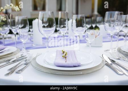 Table setting at a luxury wedding or another catered event Stock Photo