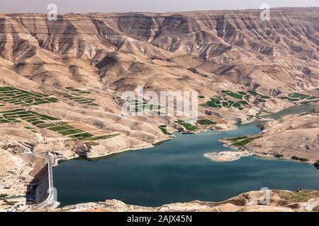 Wadi Mujib, great view of valley, Kings Highway, route 35, karak, high land, Jordan, middle east, Asia Stock Photo
