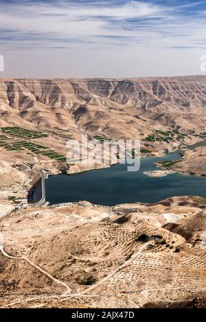 Wadi Mujib, great view of valley, Kings Highway, route 35, karak, high land, Jordan, middle east, Asia Stock Photo
