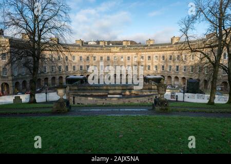 The imposing Buxton Crescent and Thermal Spa with restoration work in progress. Stock Photo