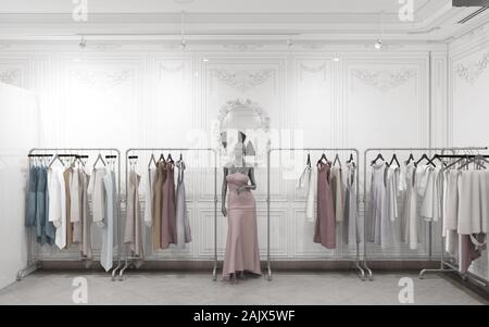 clothing store, interior visualization, 3D illustration Stock Photo